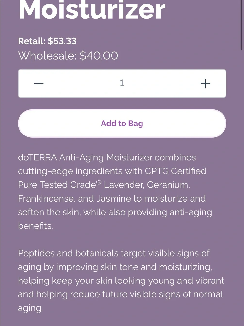 Doterra Spa Hydrating Body Mist & Anti-Aging Moisturizer - White Silver - Picture 8 of 9